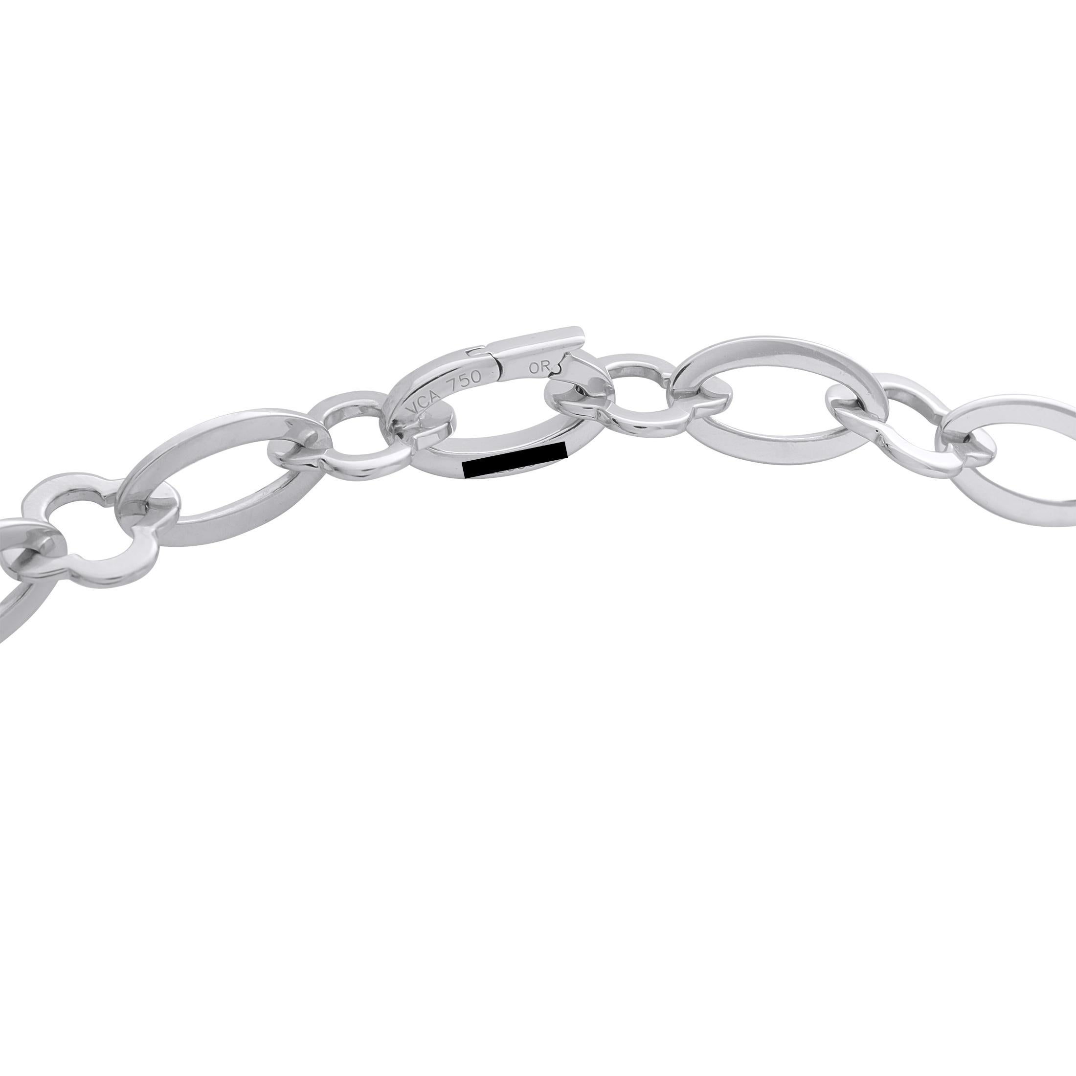 Van Cleef & Arpels Byzantine Alhambra 18K White Gold Link Necklace #4983 en Excelente estado para la venta en Southampton, PA