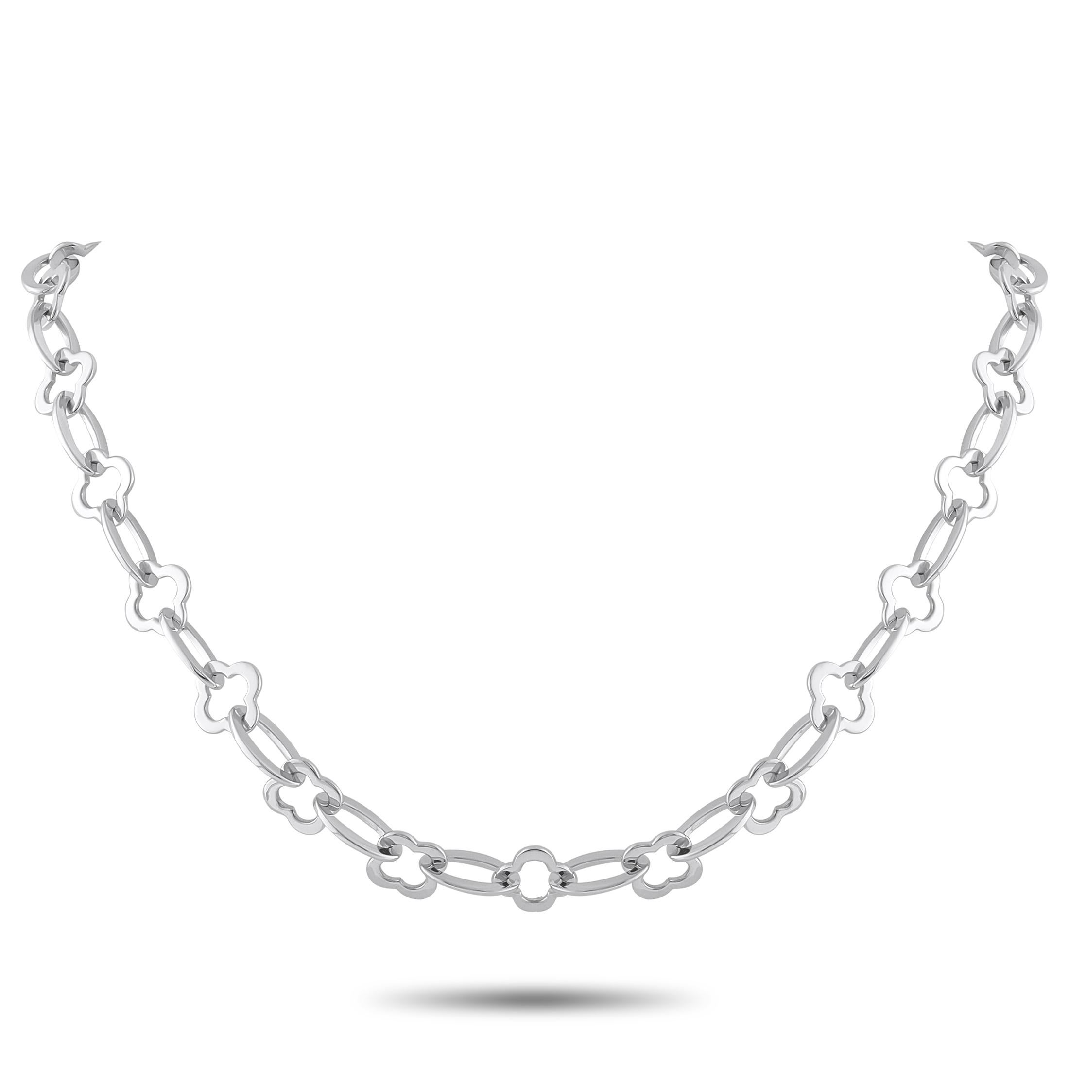 De las mujeres Van Cleef & Arpels Byzantine Alhambra 18K White Gold Link Necklace #4983 en venta