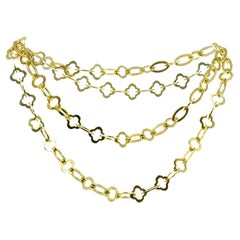 Vintage VAN CLEEF & ARPELS Byzantine Alhambra 18k Yellow Gold Long Chain Necklace