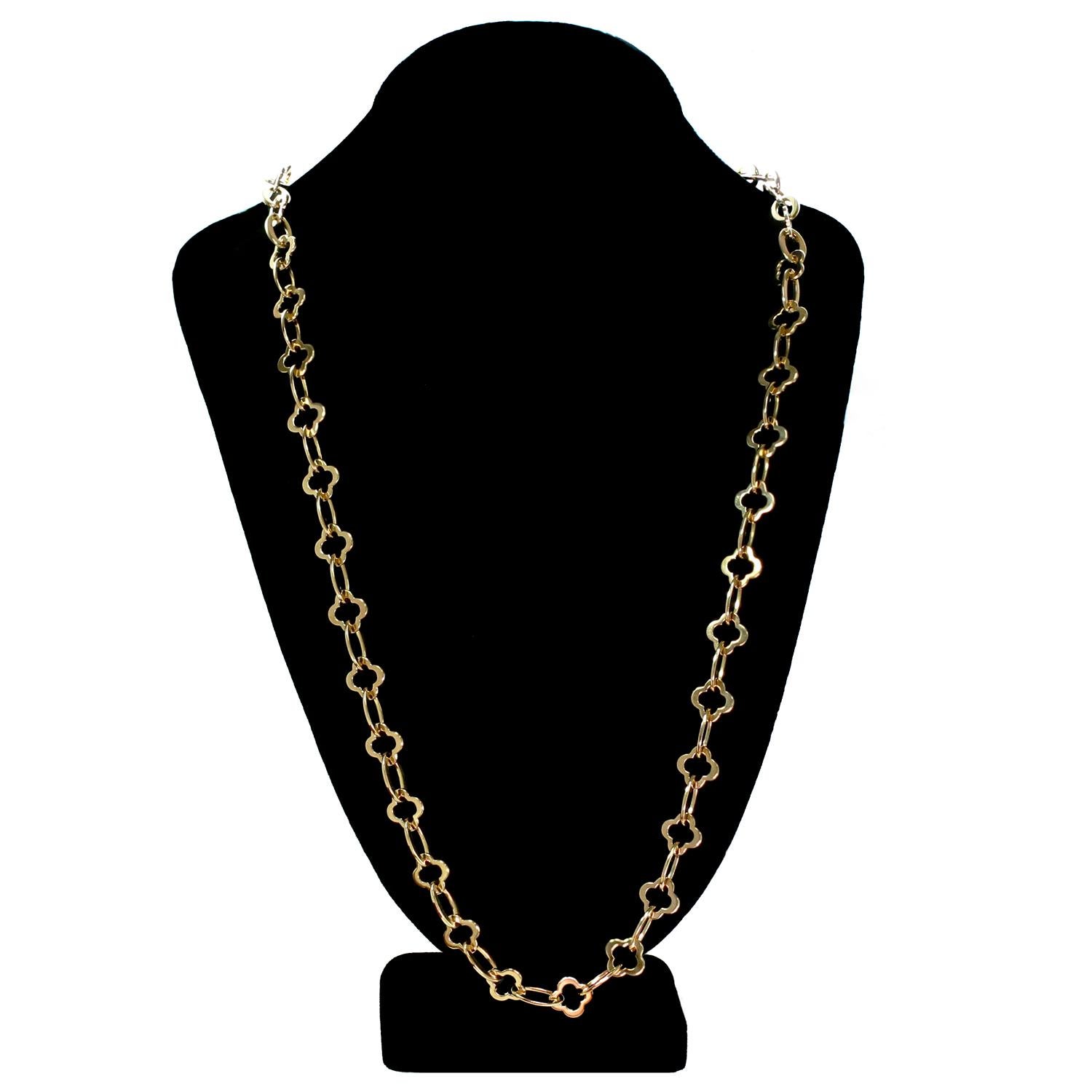 Women's Van Cleef & Arpels Byzantine Alhambra Yellow Gold Long Chain Necklace