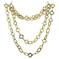 Vintage Van Cleef & Arpels Byzantine Alhambra Yellow Gold Long Chain Necklace