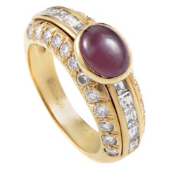 Van Cleef 
Arpels Cabochon 2.00 Carat Ruby 1.25 Carat Diamond 18K Gold Ring