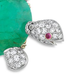 Van Cleef & Arpels Cabochon Emerald Turtle Brooch, 63.64 carats