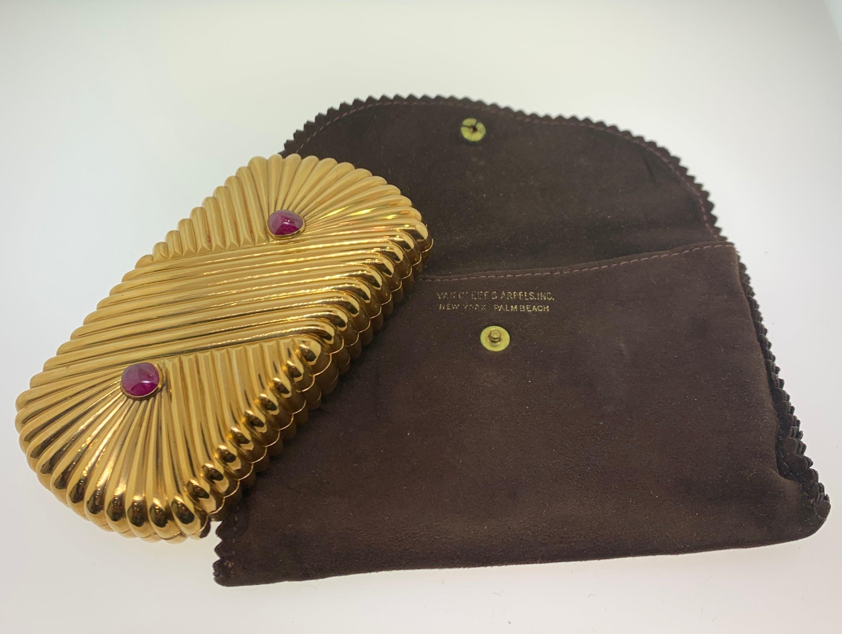 Late 20th Century Van Cleef & Arpels Cabochon Ruby and Gold Minaudiere
