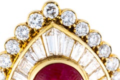 Van Cleef & Arpels Cabochon Ruby & Diamond Clip on Earrings