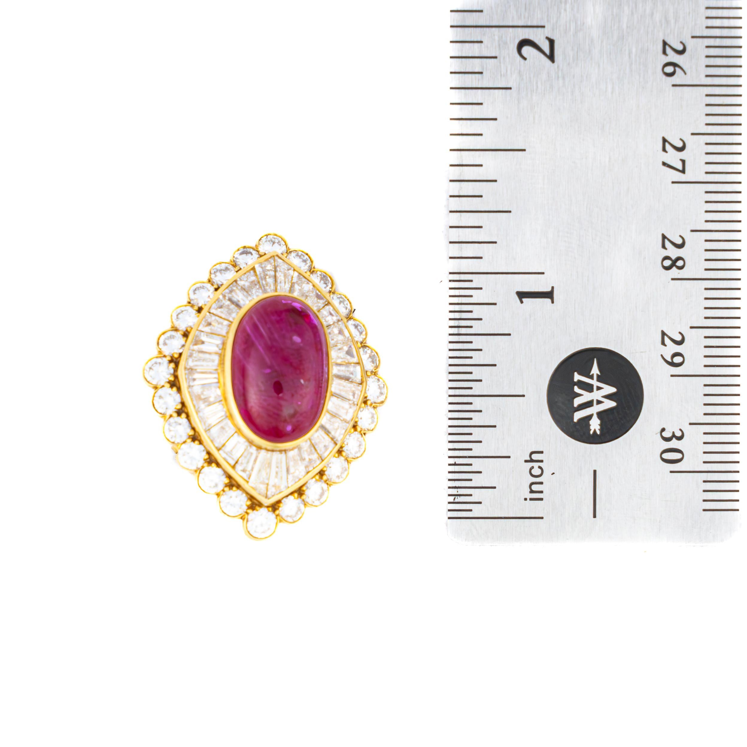 Women's or Men's Van Cleef & Arpels Cabochon Ruby & Diamond Clip on Earrings For Sale