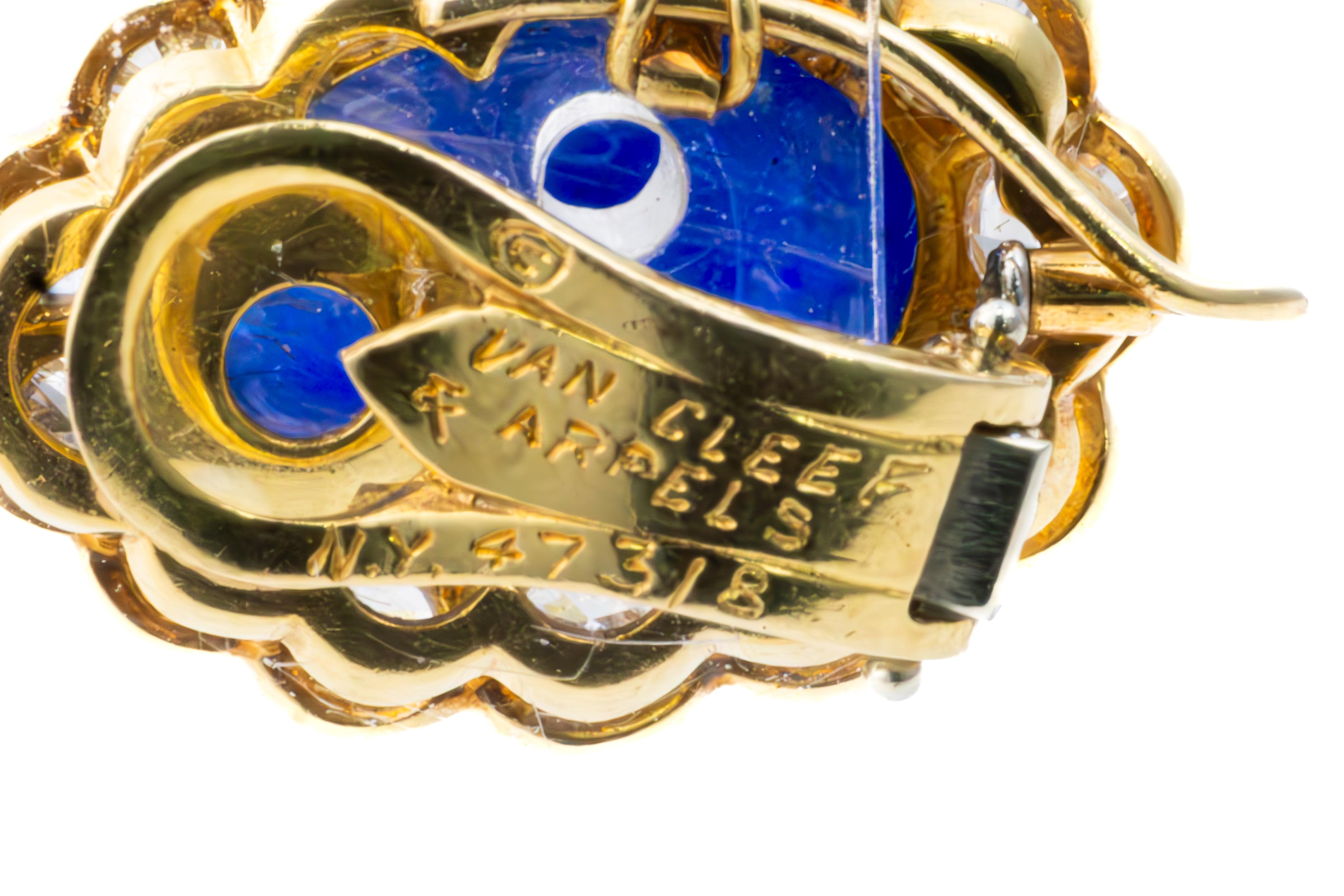 Rétro Orecchini a cerchio con zaffiro e diamante di Van Cleef & Arpels in vendita