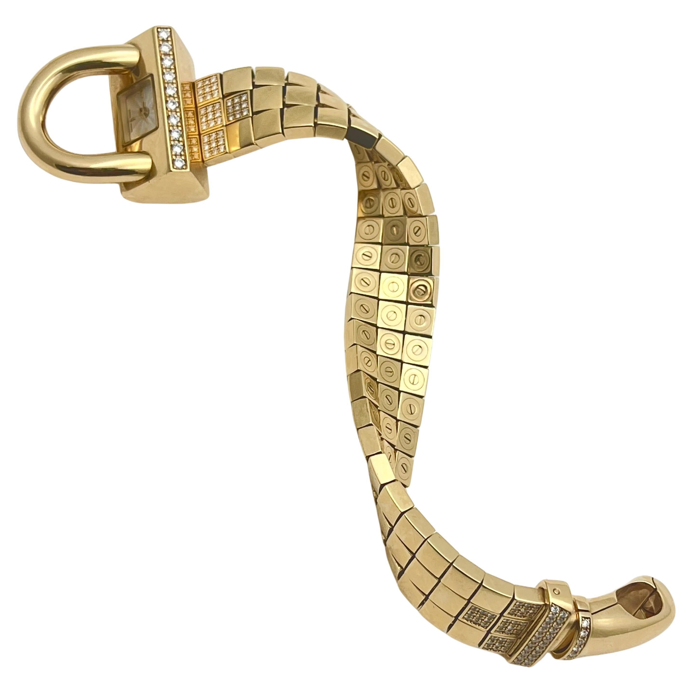 Women's Van Cleef & Arpels Cadenas 18k Gold Diamond Wrist Watch For Sale