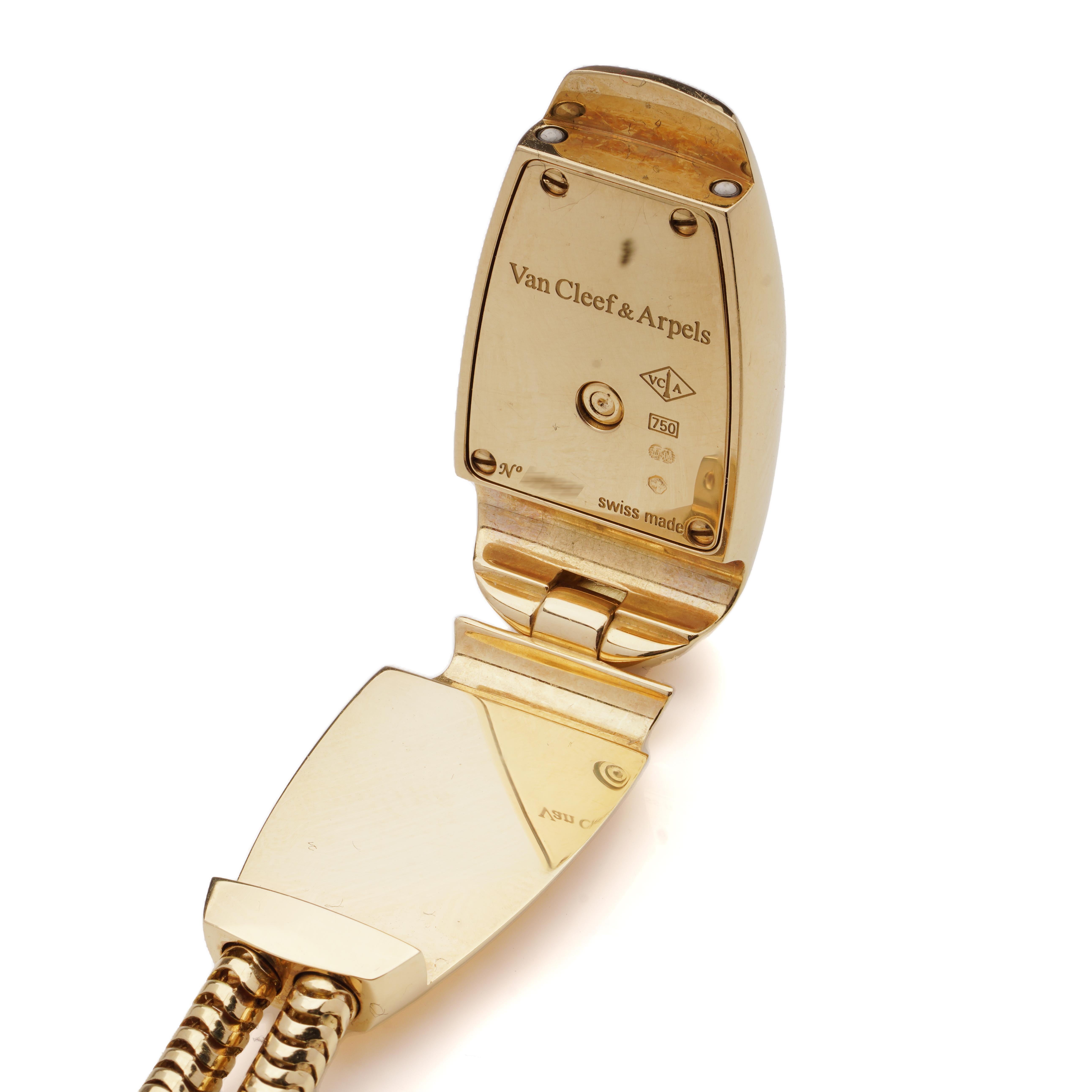 Van Cleef & Arpels Cadenas Serti 18k Yellow Gold Wrist Watch with Diamonds For Sale 2