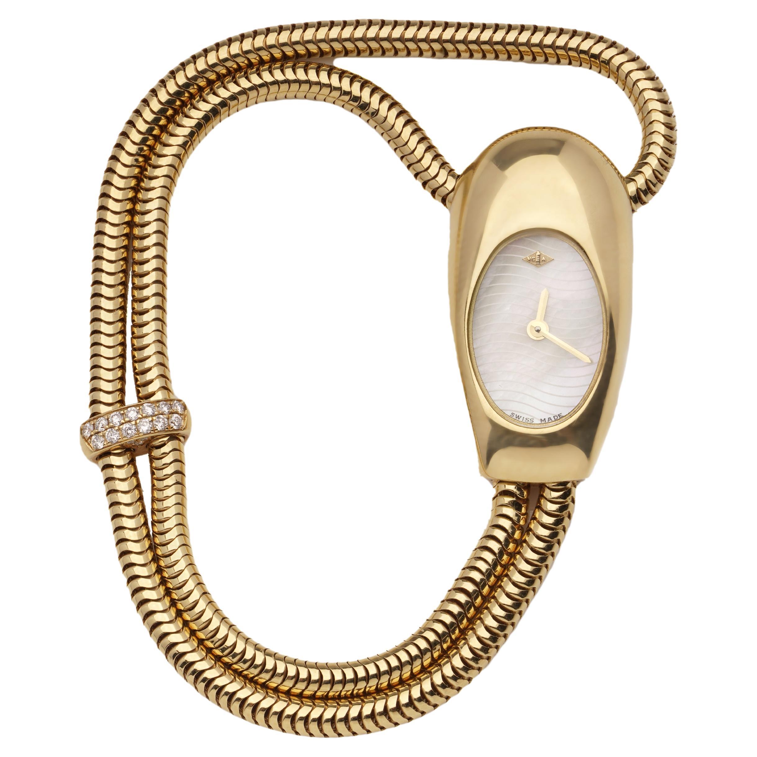 Van Cleef & Arpels Cadenas Serti 18k Yellow Gold Wrist Watch with Diamonds