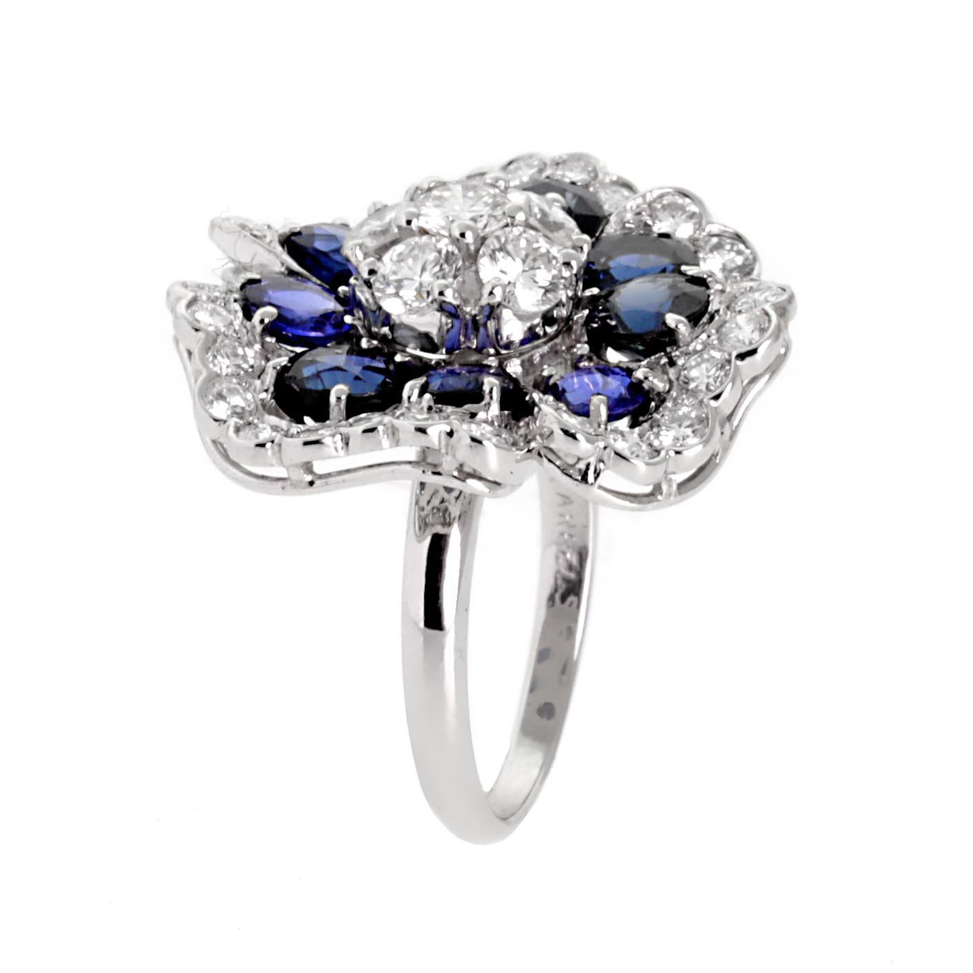 Van Cleef & Arpels Camellia Sapphire Diamond White Gold Ring 1