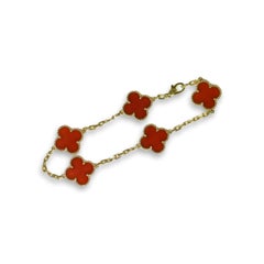Van Cleef & Arpels Carnelian Alhambra 18 Karat Gold Bracelet