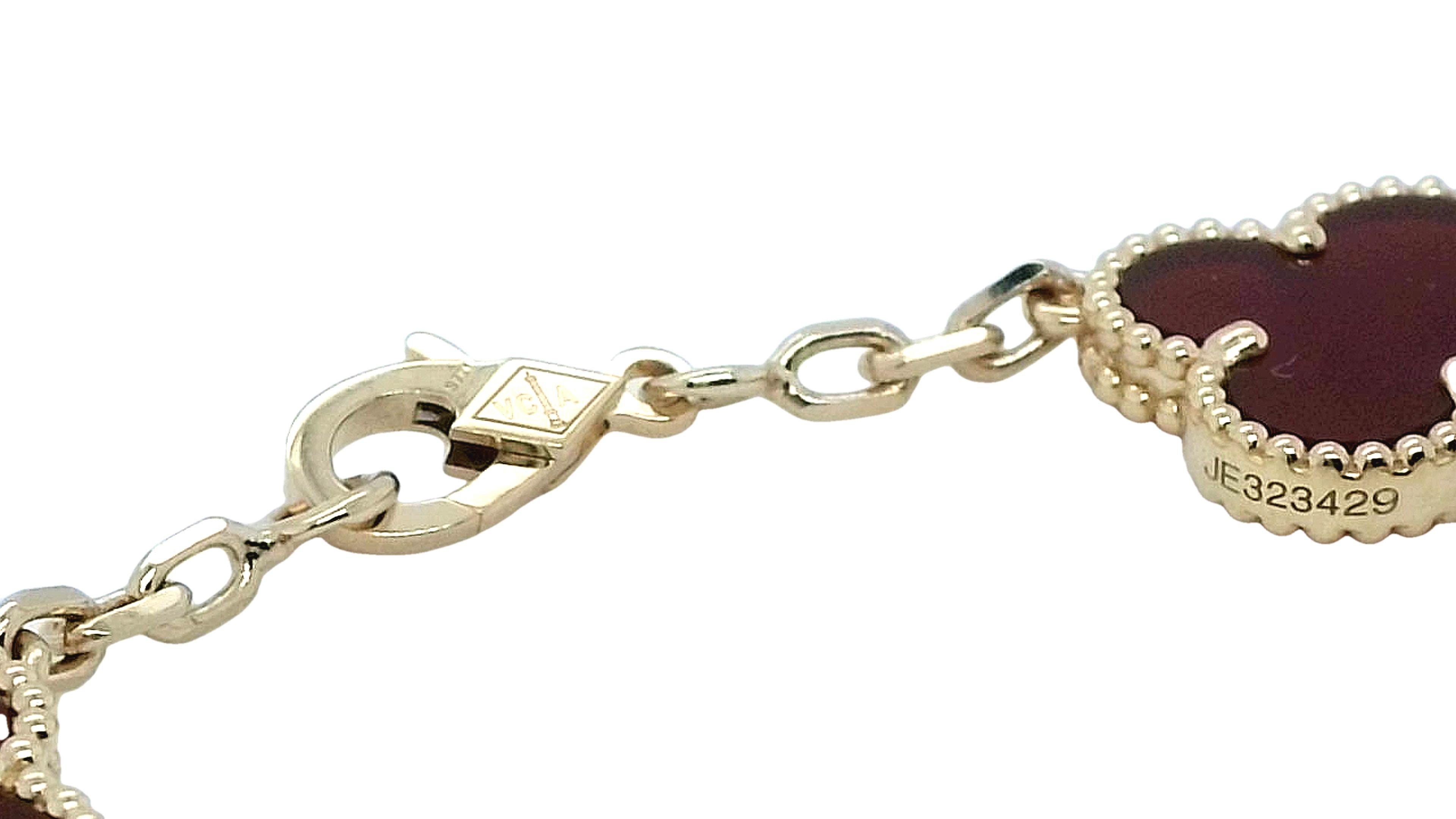 Contemporary Van Cleef & Arpels Carnelian Alhambra bracelet model number VCARD35500