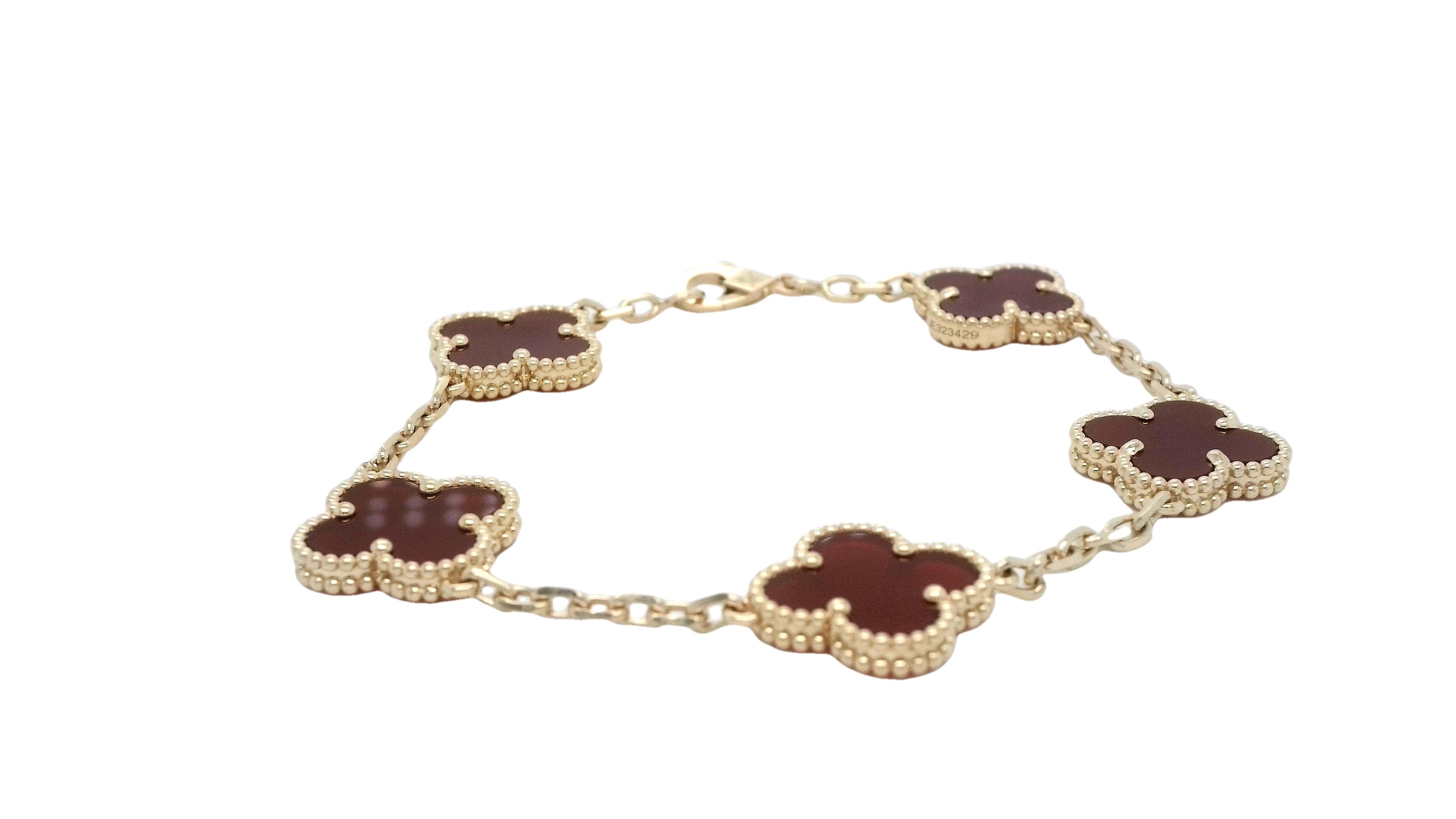 Mixed Cut Van Cleef & Arpels Carnelian Alhambra bracelet model number VCARD35500
