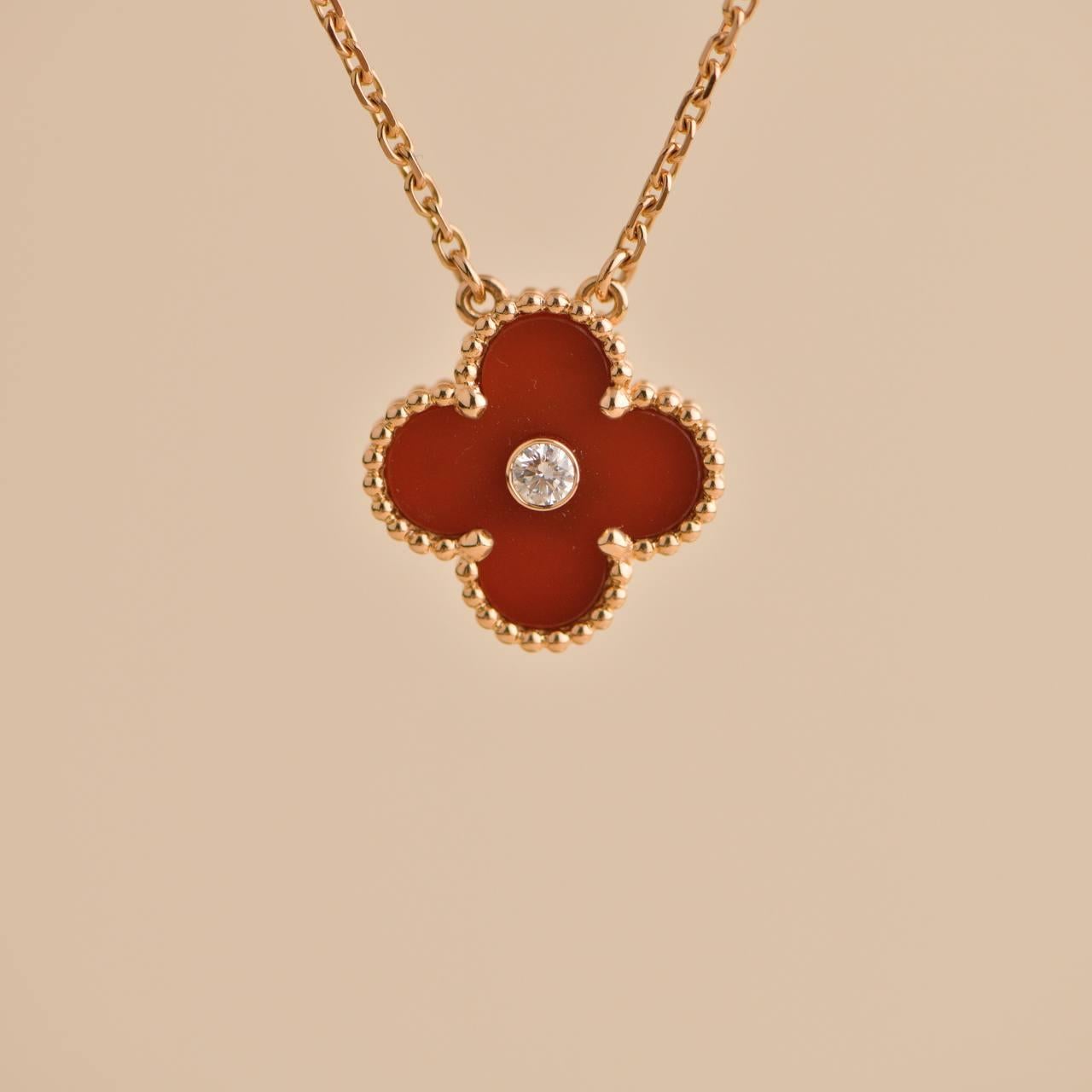 Women's or Men's Van Cleef & Arpels Carnelian Diamond 18K Rose Gold 2011 Holiday Pendant