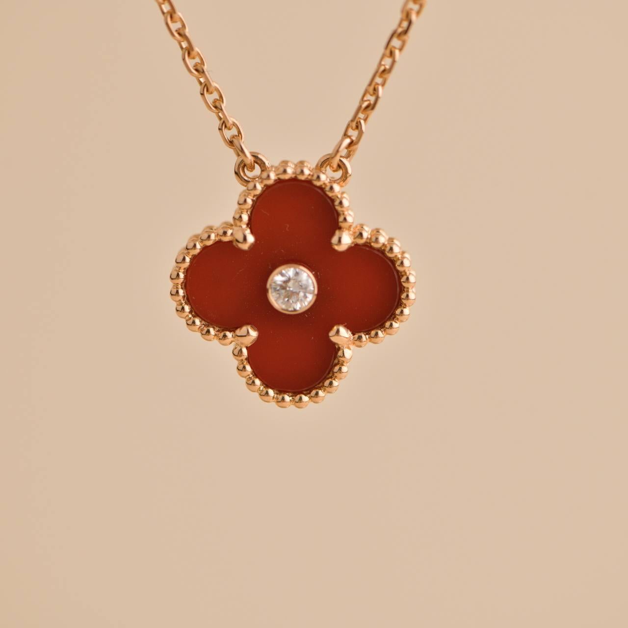 Van Cleef & Arpels Carnelian Diamond 18K Rose Gold 2011 Holiday Pendant 1