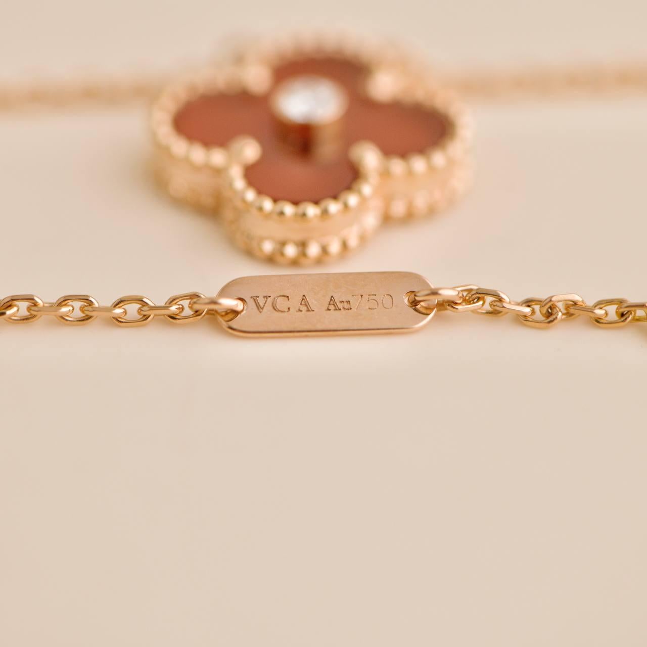 Van Cleef & Arpels Carnelian Diamond 18K Rose Gold 2011 Holiday Pendant 3