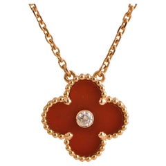 Van Cleef & Arpels Carnelian Diamond 18K Rose Gold 2011 Holiday Pendant