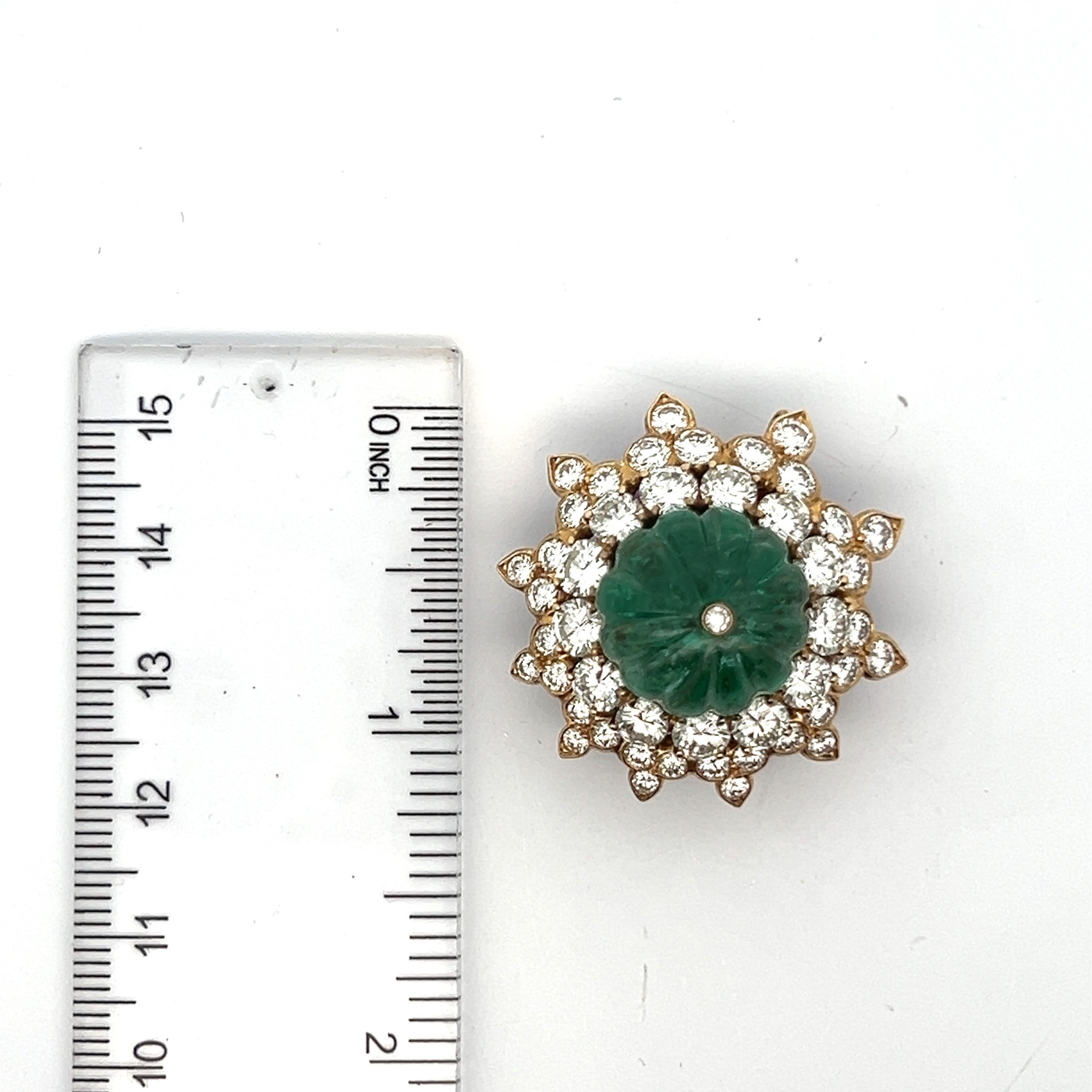 Van Cleef & Arpels Set aus geschnitzten Smaragd-Ohrringen und Brosche 2