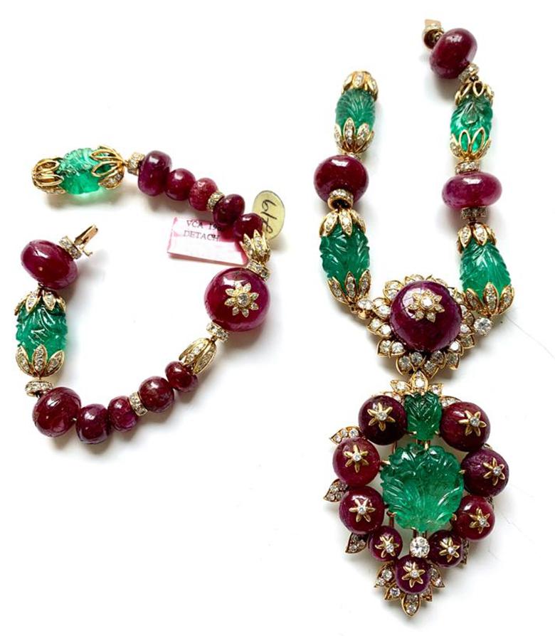 ruby and emerald gold necklace designs