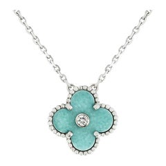 Van Cleef & Arpels Celadon Porcelain Vintage Alhambra Holiday Pendant VCARP9RV00