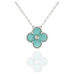 Van Cleef 
Arpels Celadon Porcelain Vintage Alhambra Holiday Pendant VCARP9RV00