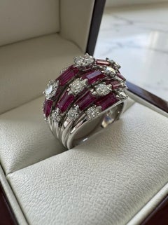 Van Cleef & Arpels Certified 4.50 Carat Platinum Ruby and Diamond Dome Cocktail