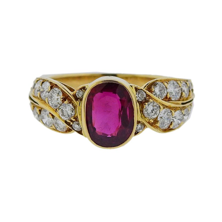 Van Cleef and Arpels Certified No Heat Burma Ruby Diamond Gold Ring at ...