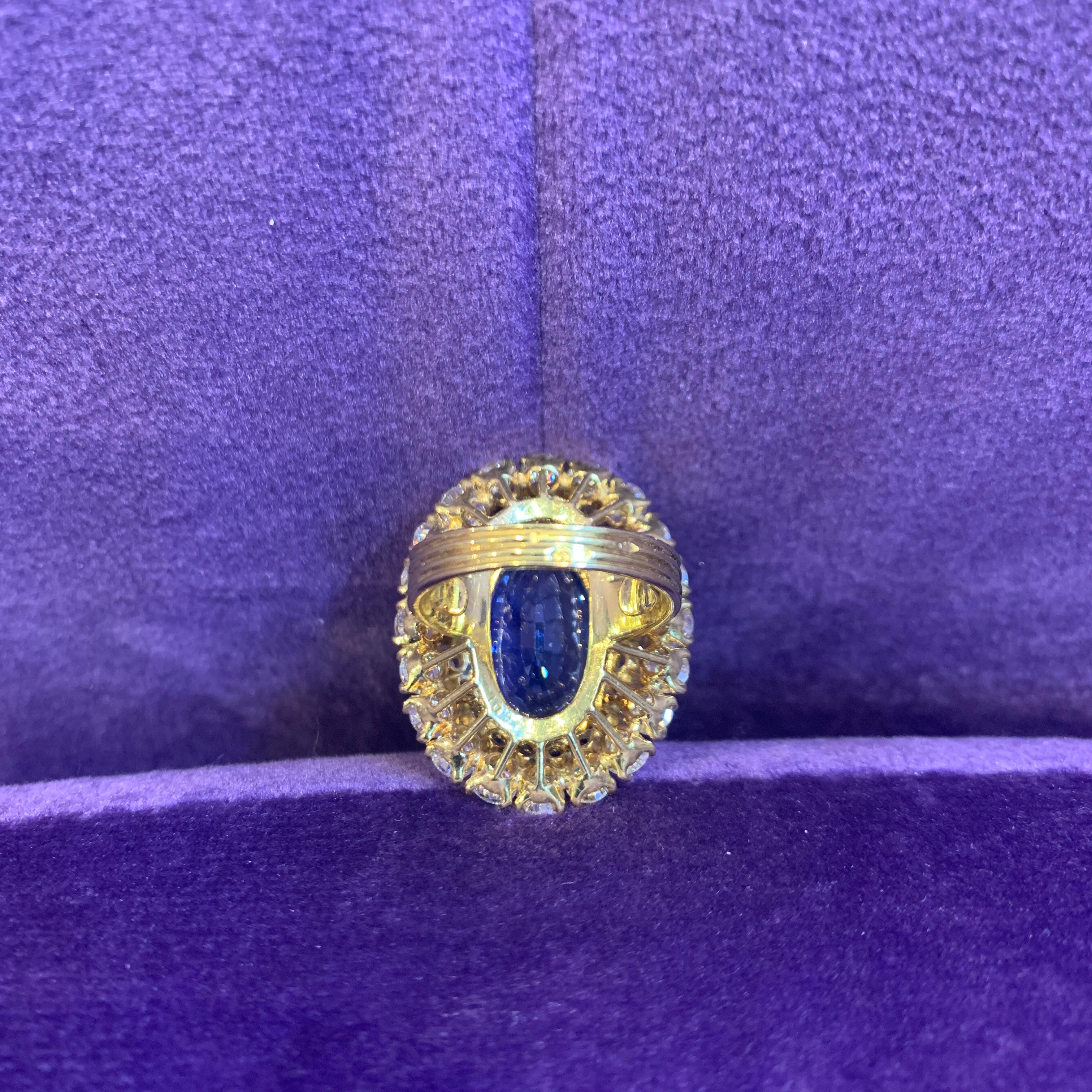 Van Cleef & Arpels Certified Sapphire & Diamond Ring For Sale 1