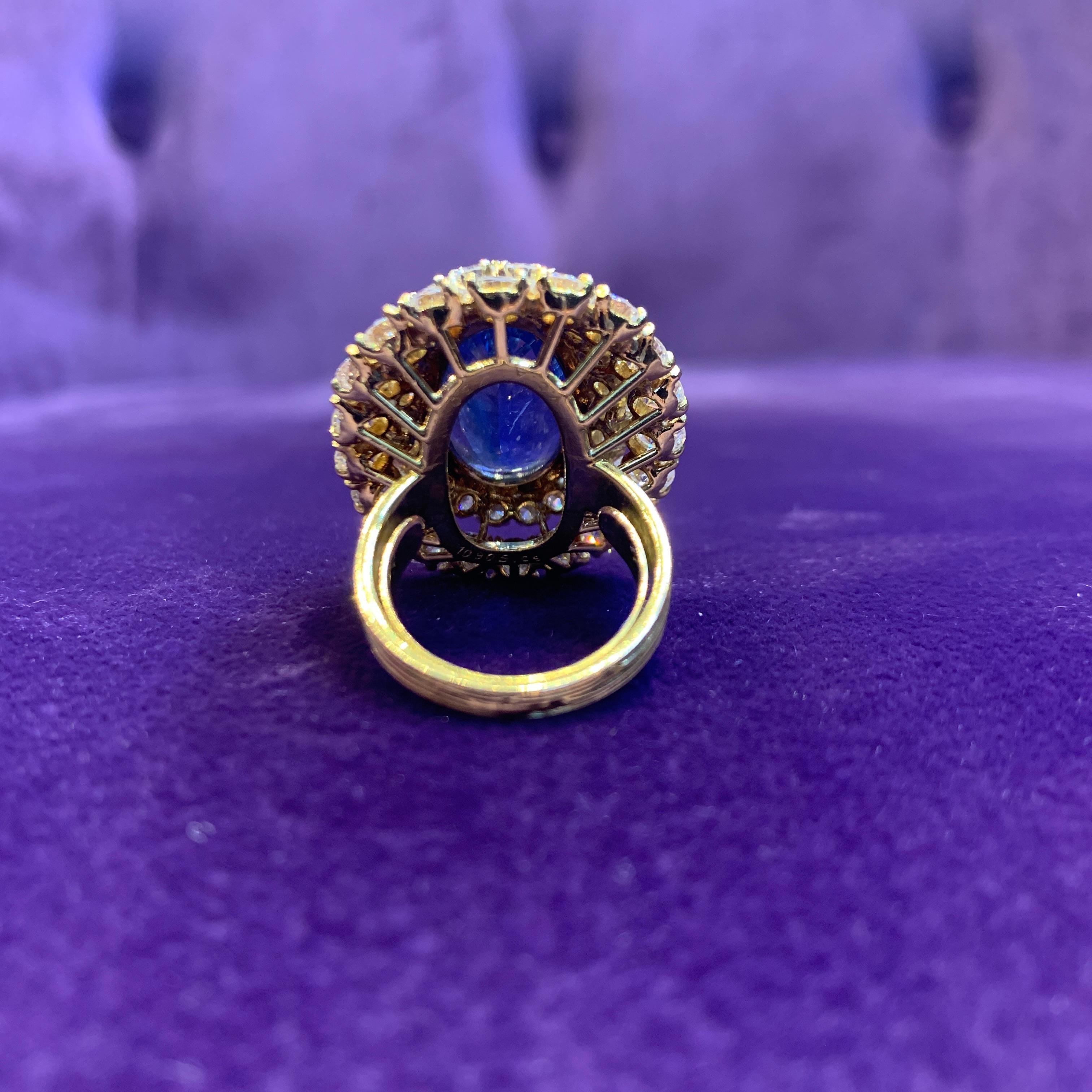 Van Cleef & Arpels Certified Sapphire & Diamond Ring For Sale 2