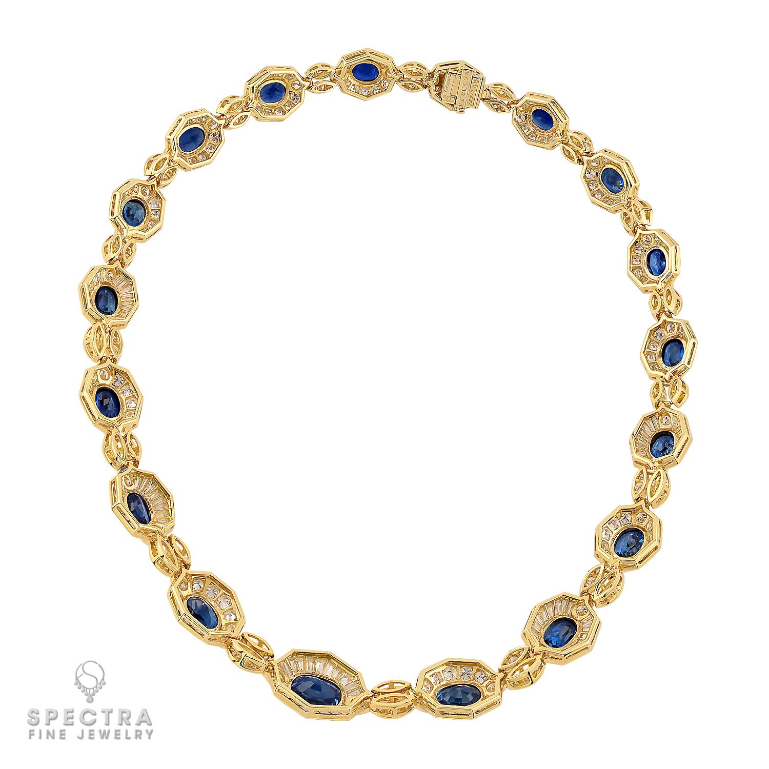 Contemporary Van Cleef & Arpels Ceylon Sapphire Diamond Gold Necklace, 1983 For Sale