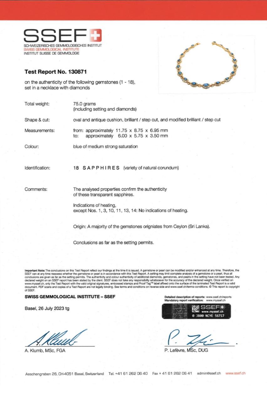 Van Cleef & Arpels Ceylon Sapphire Diamond Gold Necklace, 1983 In Excellent Condition For Sale In New York, NY