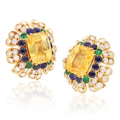 VAN CLEEF & ARPELS Ceylon Yellow & Blue Sapphires Necklace/Detachable Pendant