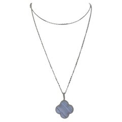 Van Cleef & Arpels Chalcedony/18k White Gold Alhambra Long Pendant Necklace