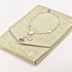 Van Cleef & Arpels Chalcedony Mother of Pearl Magic Alhambra White Gold Necklace