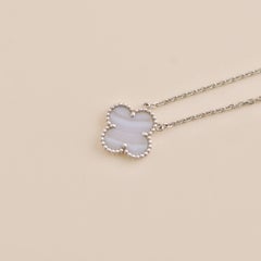 Van Cleef & Arpels Chalcedony White Gold Vintage Alhambra Pendant Necklace