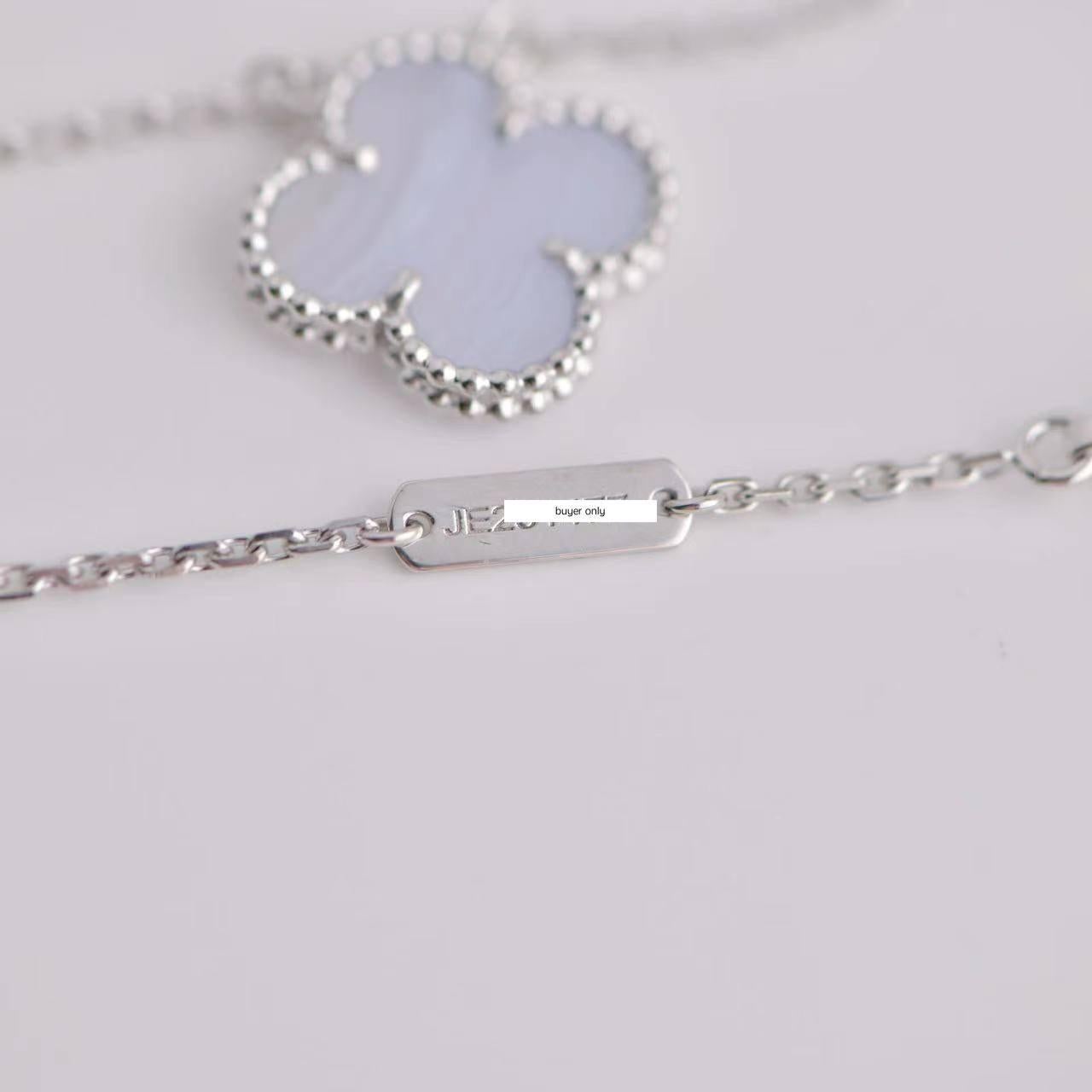 Women's or Men's Van Cleef & Arpels Chalcedony White Gold Vintage Alhambra Pendant Necklace