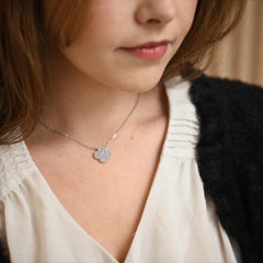 Van Cleef & Arpels Chalcedony White Gold Vintage Alhambra Pendant Necklace