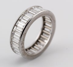 Van Cleef & Arpels Channel Set Baguette Diamond Platinum 6mm Band Ring Size 6.25