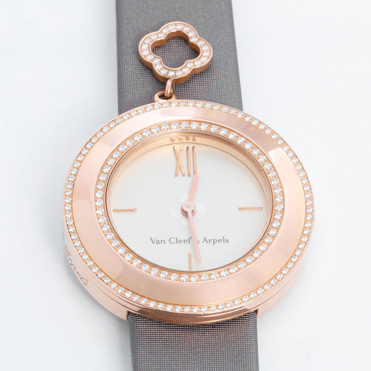 Van Cleef & Arpels Charms 18K Rose Gold Diamond Watch VCARM95000 In Excellent Condition For Sale In Dallas, TX