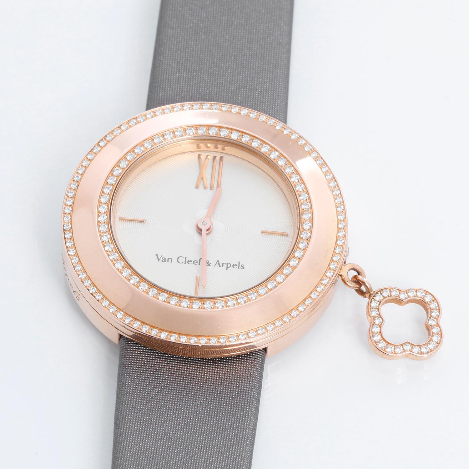 Women's Van Cleef & Arpels Charms 18K Rose Gold Diamond Watch VCARM95000 For Sale