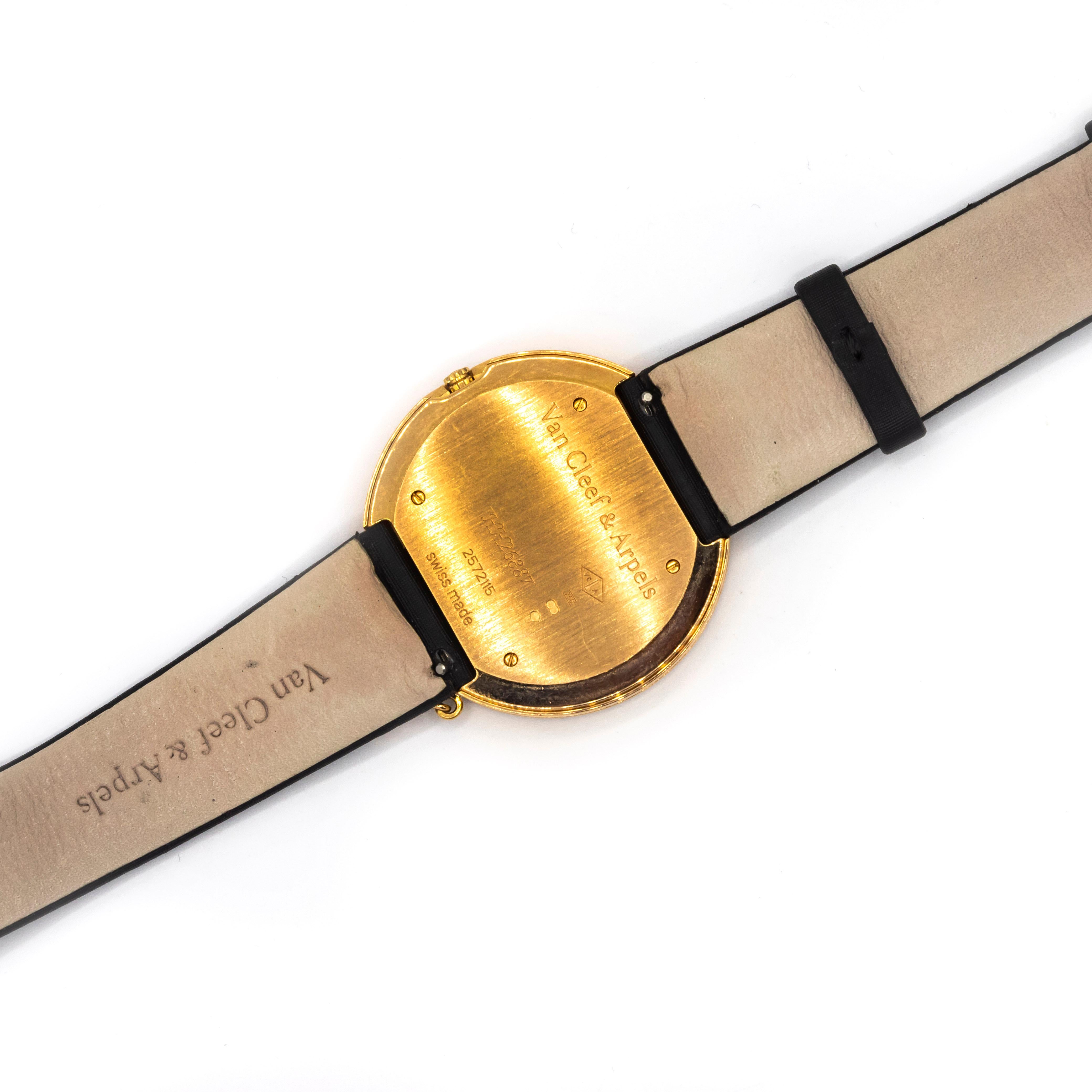 Van Cleef & Arpels Charms 18 Karat Rose Gold Ladies HH26887 Diamond Bezel Watch In Excellent Condition In New York, NY