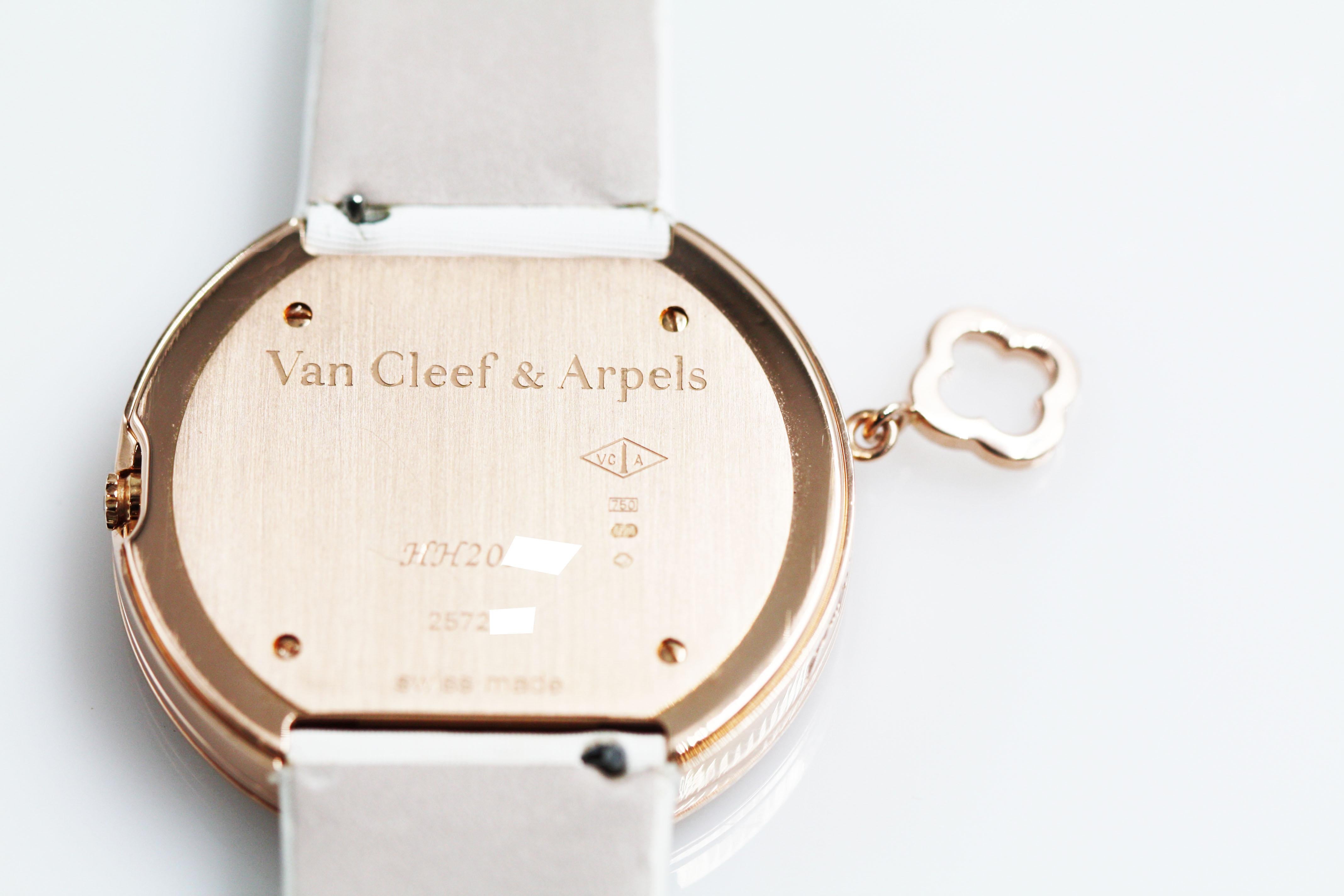 Women's or Men's Van Cleef & Arpels Charms Pink Gold Diamond Watch For Sale
