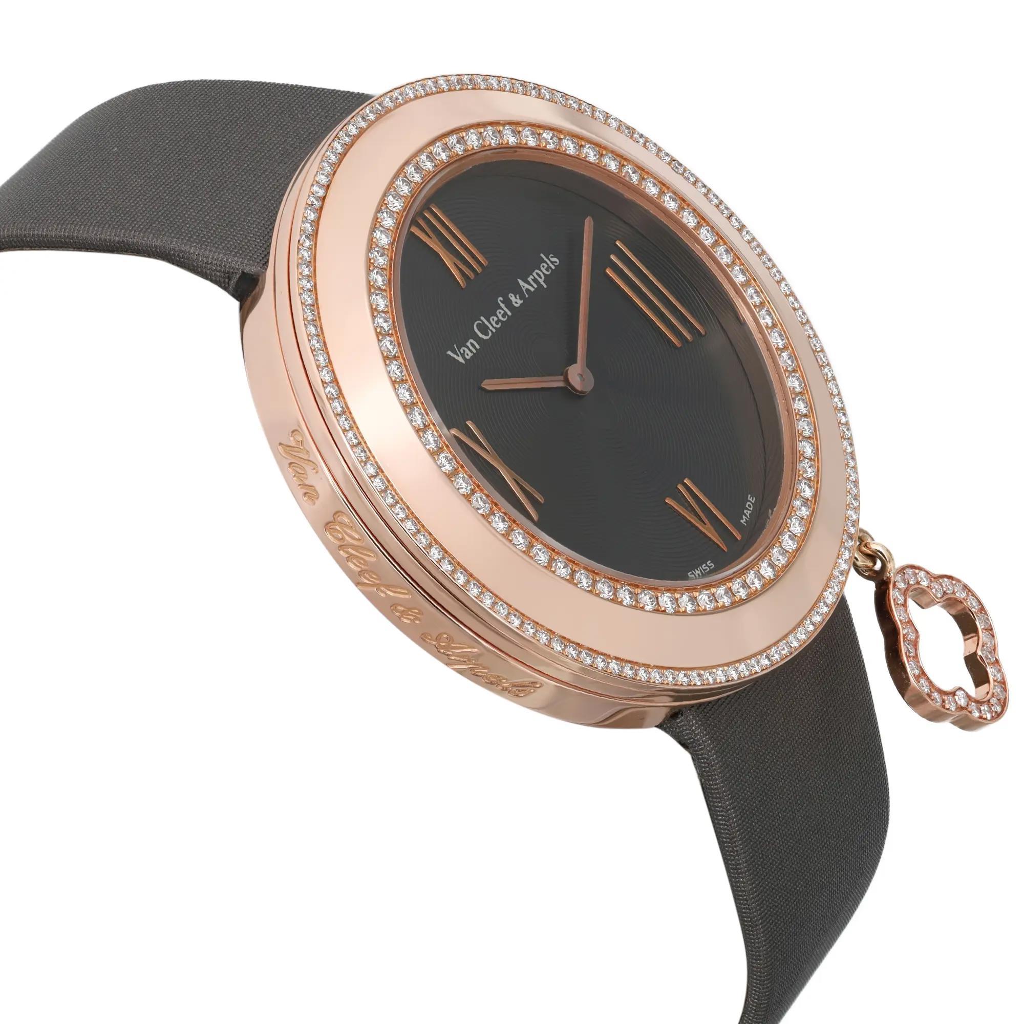 Women's Van Cleef & Arpels Charms 38MM 18K Rose Gold Diamond Watch VCARN01400 For Sale