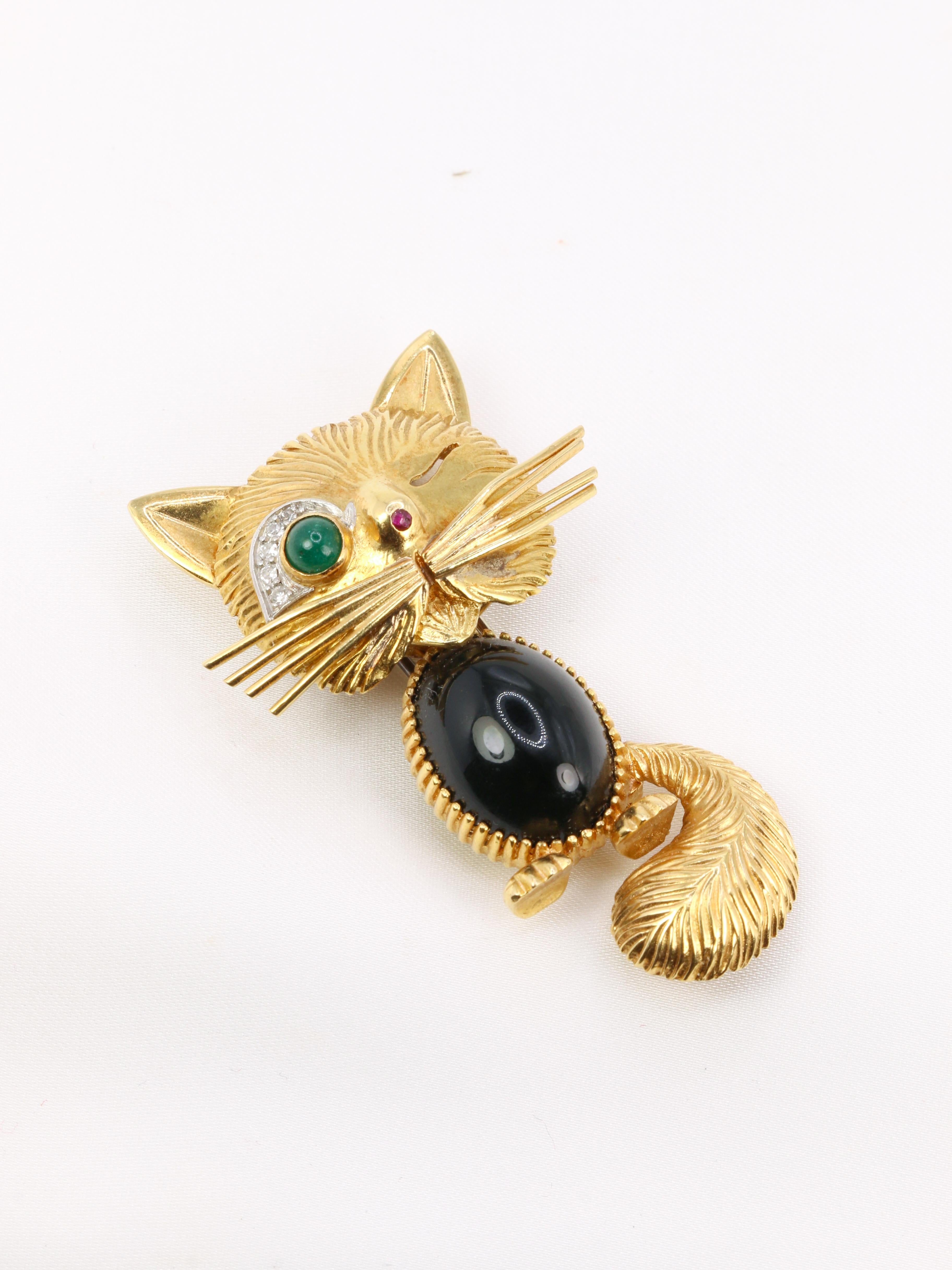 VAN CLEEF & ARPELS Chat Malicieux Brooch In Good Condition In PARIS, FR