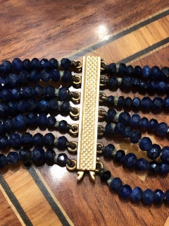 Van Cleef & Arpels choker 18k gold diamonds flowers and blue, yellow sapphires
