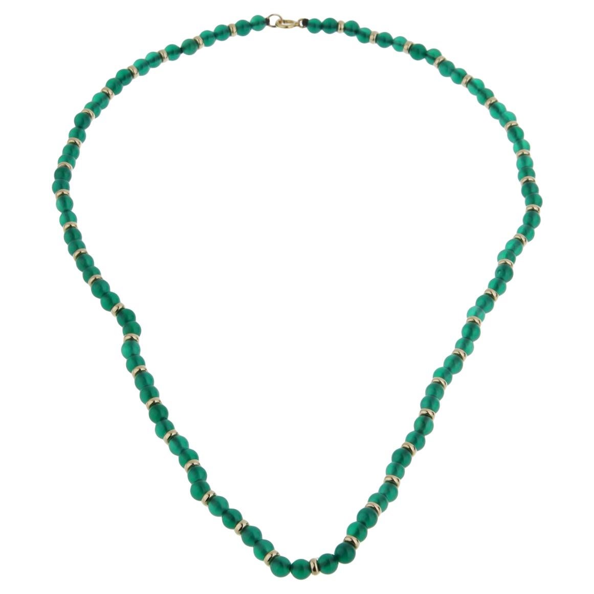 Van Cleef & Arpels Chrysophase Beaded Gold Necklace