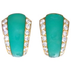 Van Cleef & Arpels Chrysophrase Diamant Ohrringe aus 18 Karat Gold