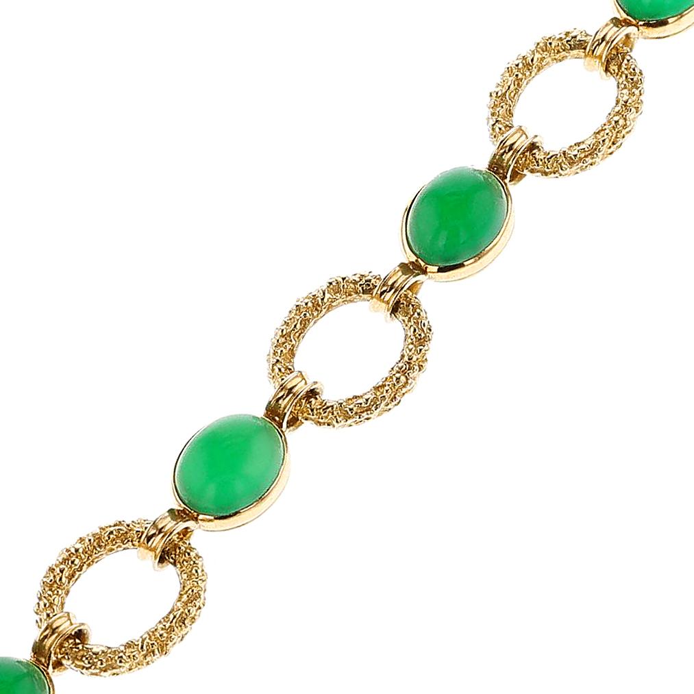 Taille cabochon Van Cleef & Arpels Bracelet à maillons en chrysoprase et or 18 carats en vente