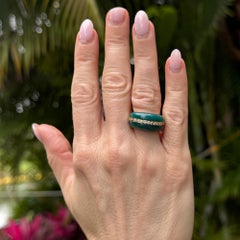 Van Cleef & Arpels Chrysoprase Diamond 18 Karat Yellow Gold Vintage Band Ring